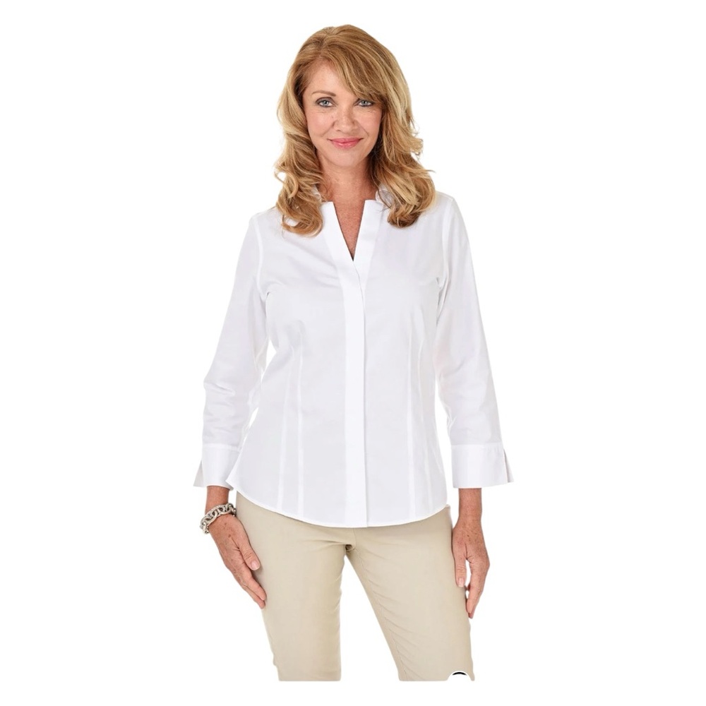 Foxcroft White Button-Down Shirt